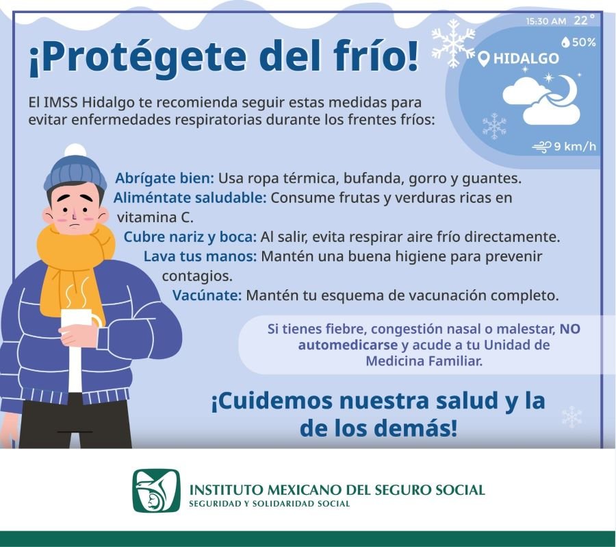 Promueve IMSS Hidalgo Acciones Preventivas Ante Frentes Fríos