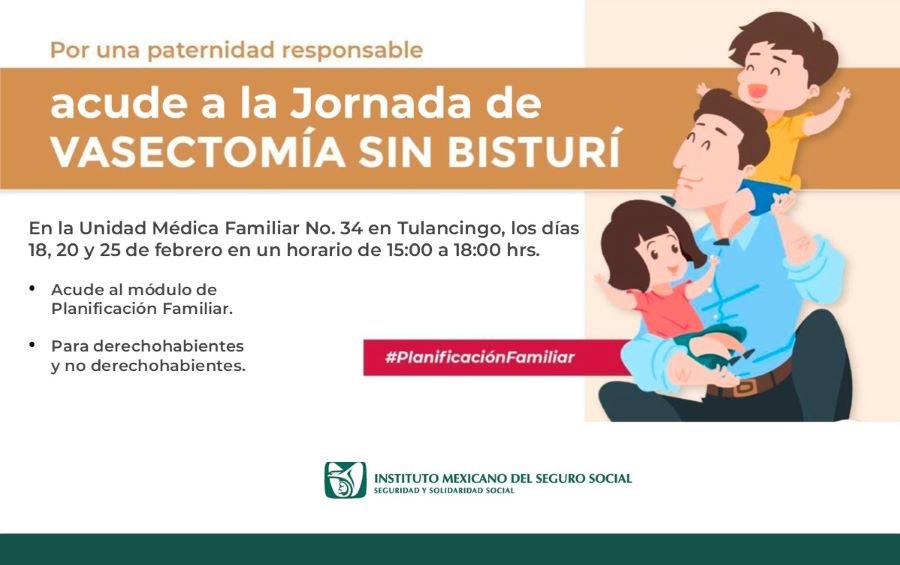 Realizará IMSS Hidalgo Jornadas de Vasectomías en Tulancingo