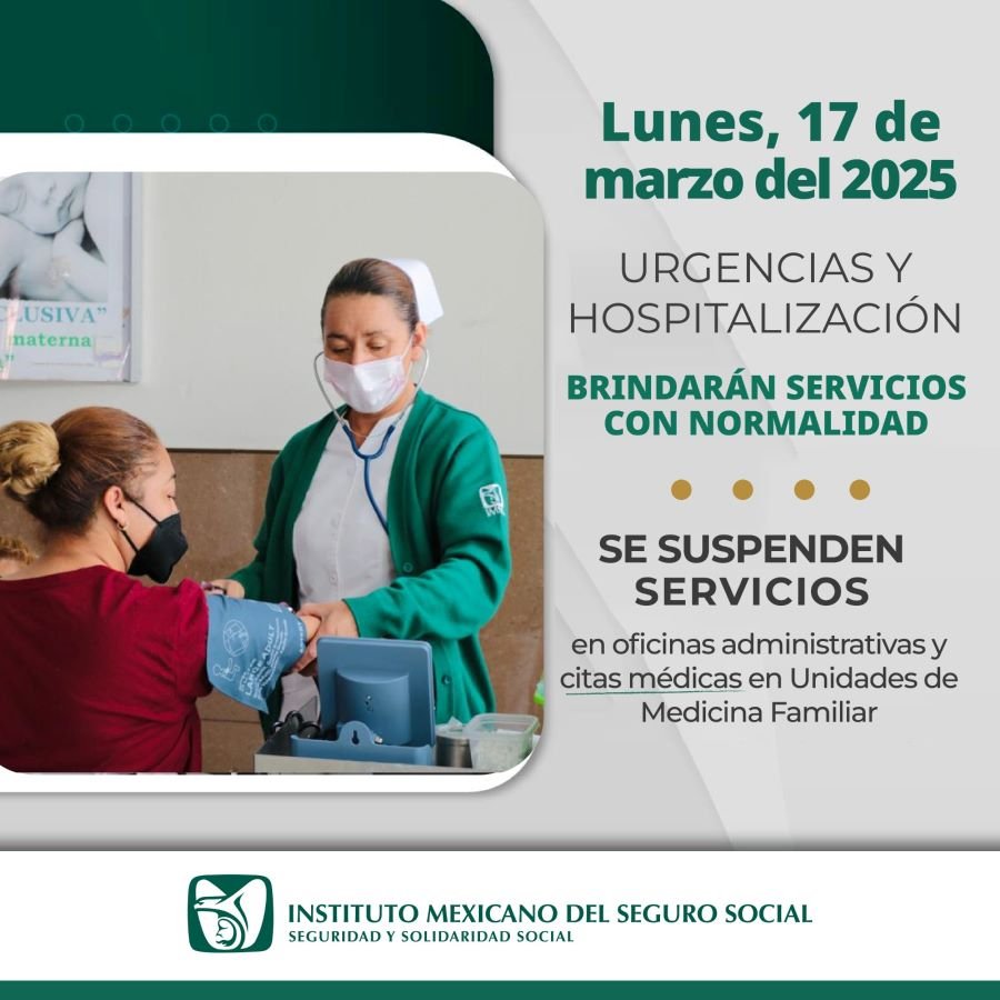 Garantiza IMSS Hidalgo Servicios de Atención Médica Continua y Urgencias en Puente del 17 de Marzo