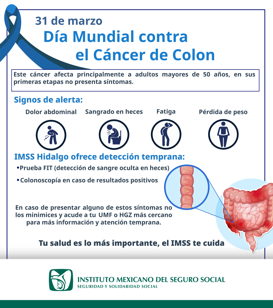 Promueve Imss Hidalgo Acciones Preventivas Contra el Cáncer de Colon