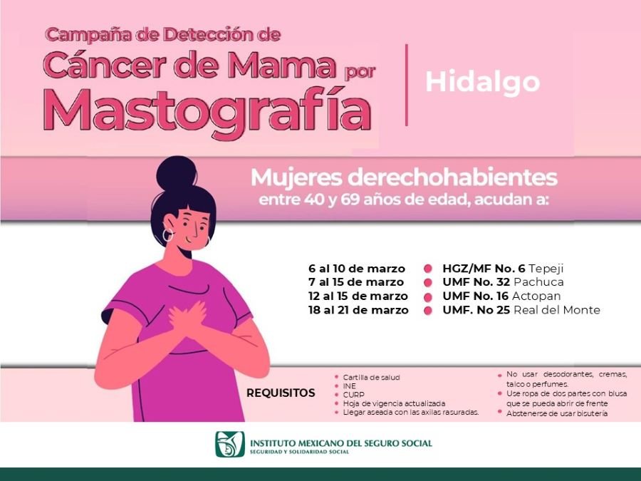 Realiza IMSS Hidalgo Mastografías en Unidades Médicas Móviles Durante El Mes de Marzo