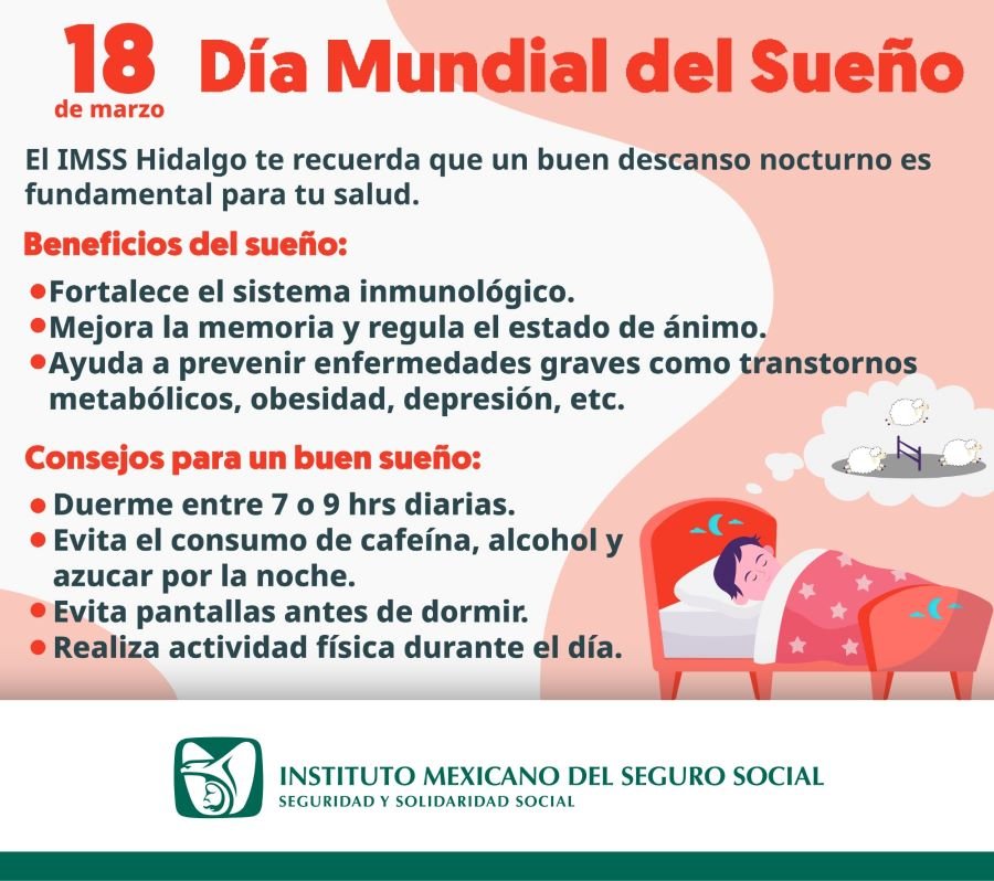 Resalta IMSS Hidalgo la importancia del sueño para una mejor salud