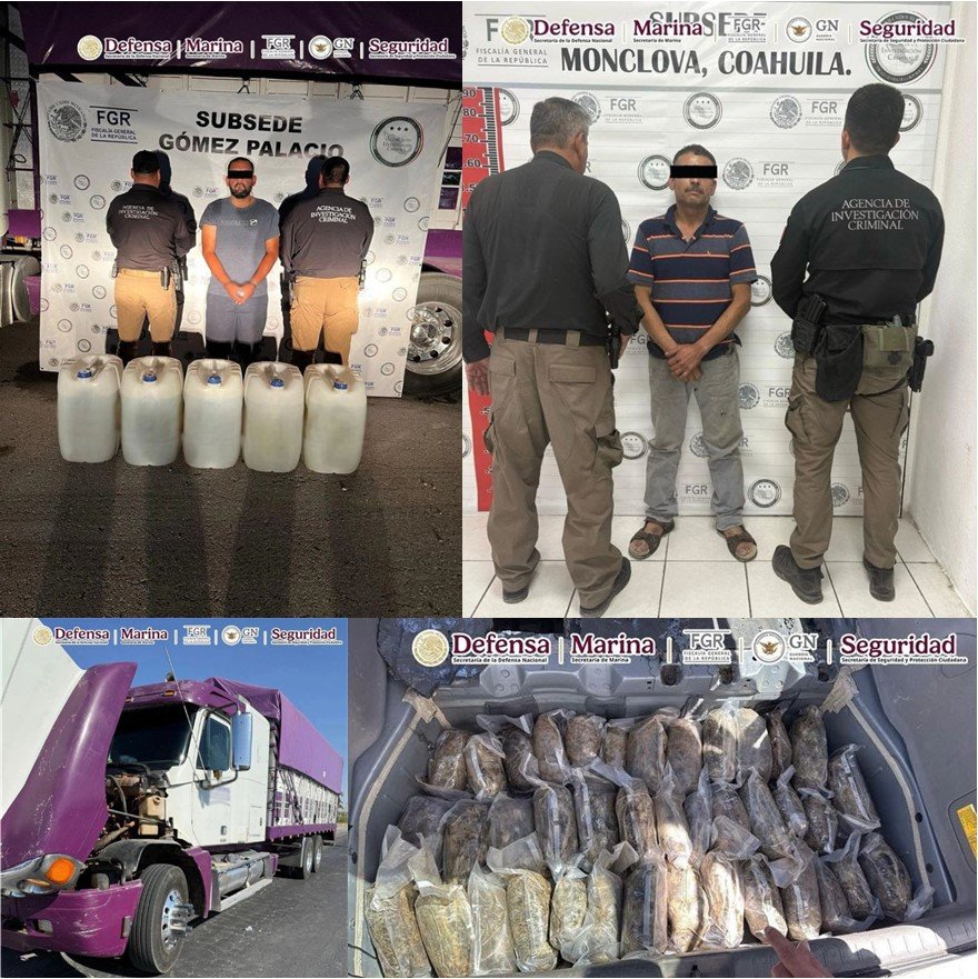 En Los Estados de Durango y Coahuila Se Aseguraron Alrededor de 250 Litros de Heroína y Cerca de 50 Kilos de Metanfetamina