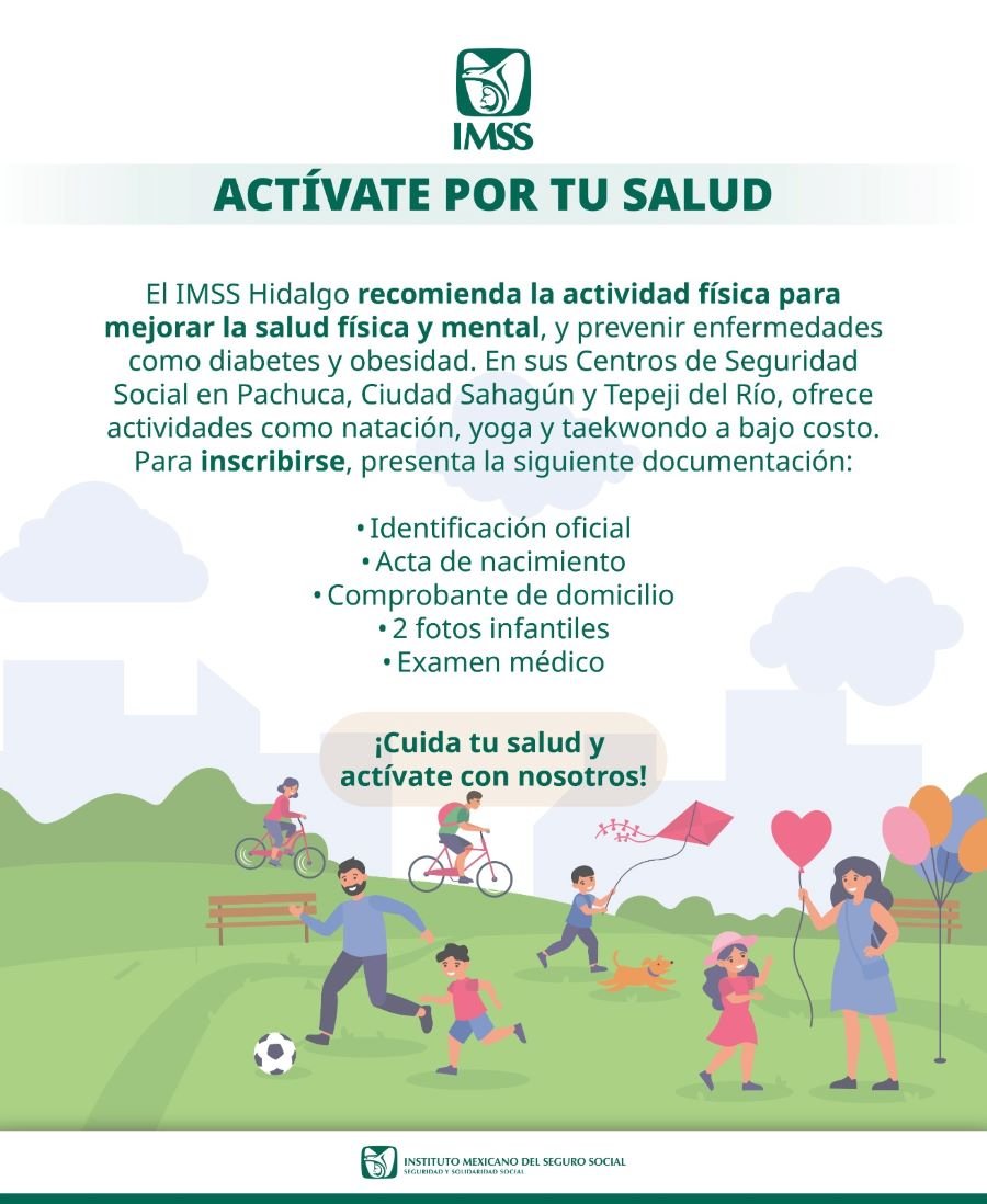 Recomienda IMSS Hidalgo Realizar Actividad Física Para Una Mejor Calidad de Vida