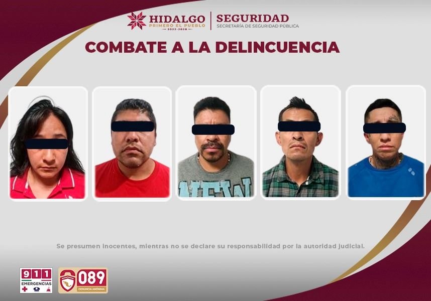 SSPH Captura a “Los Peñafiel” Banda Dedicada al Robo de Vehículos en Hidalgo y Estado de México