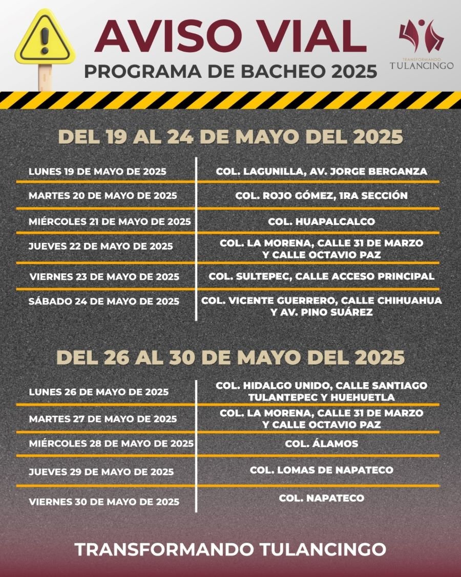 Anuncian Acciones del Programa de Bacheo En 11 Colonias de Tulancingo