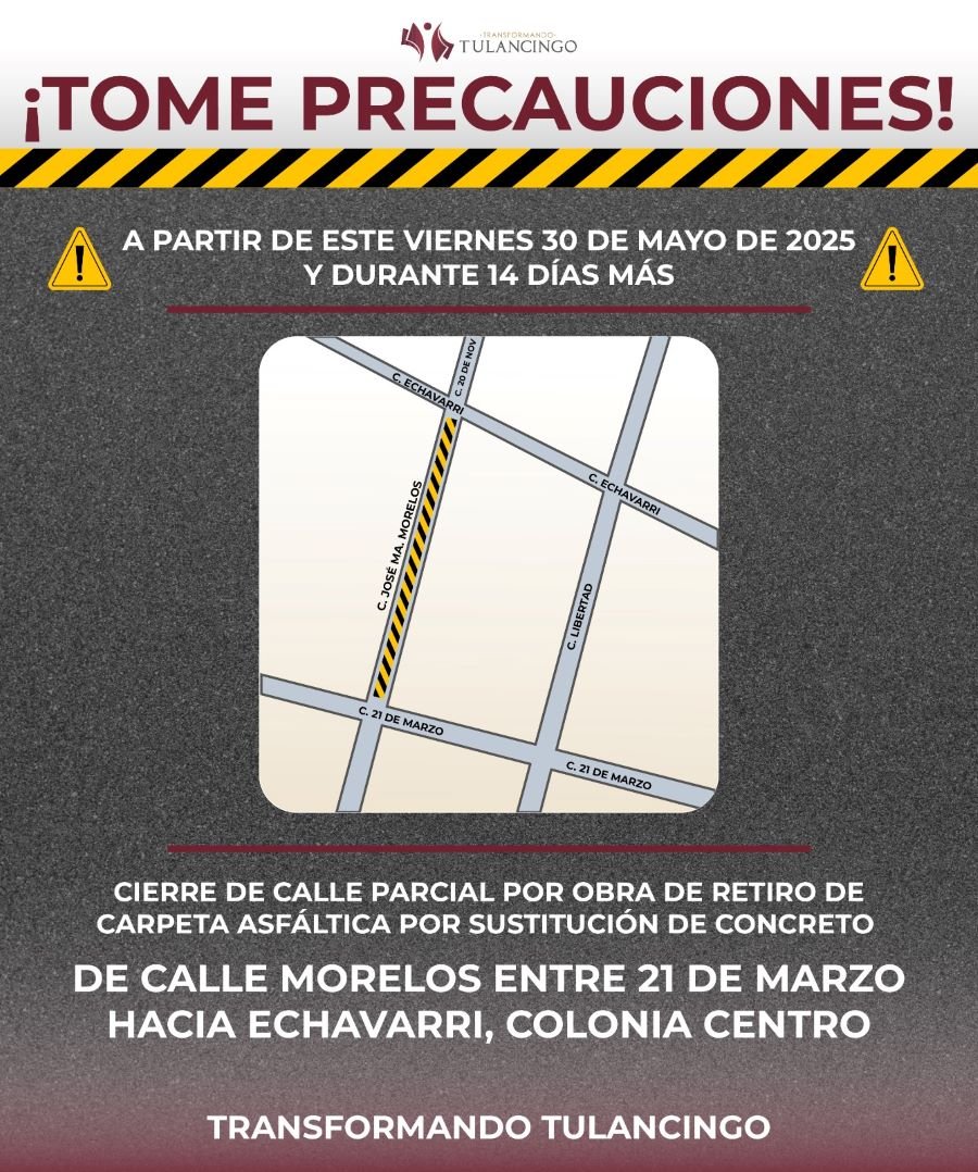 Este Viernes Inicia Intervención a Un Tramo de Calle Morelos