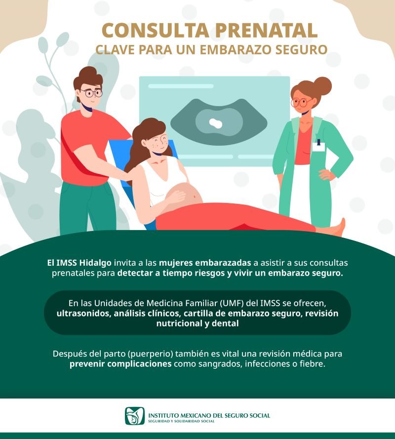 Llama IMSS Hidalgo a Mujeres Para Acudir a Consultas Prenatales Para Un Embarazo Seguro