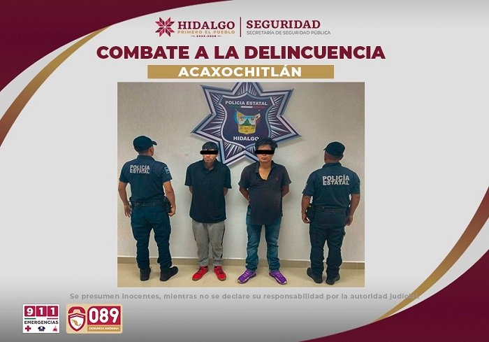 SSPH Detiene a Sujetos Originarios de Puebla Dedicados al Robo de Vehículos