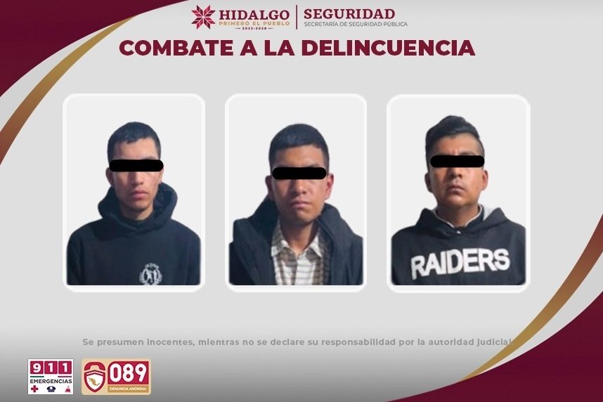 SSPH Captura a Tres Sujetos Por Narcomenudeo y su Posible Relación Con el Robo de Vehículos