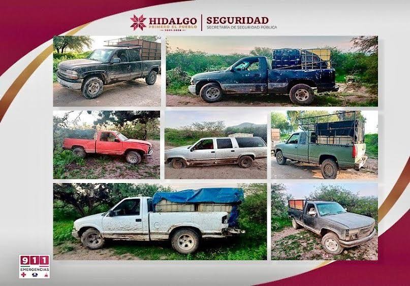 Aseguran SSPH y SEDENA Siete Vehículos Usados Para El Robo Ilegal de Hidrocarburo