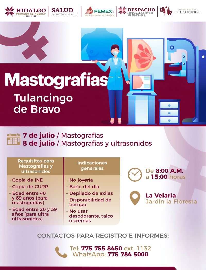 En Puerta Jornada de Mastografías Para La Mujer en Tulancingo