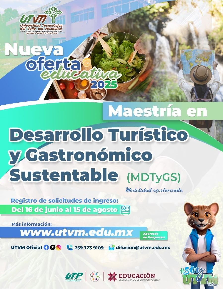Mantiene UTVM Convocatoria Para Maestría en Desarrollo Turístico y Gastronómico Sustentable