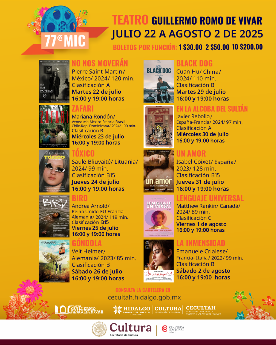 Pachuca recibirá la 77ª Muestra Internacional de Cine de la Cineteca Nacional