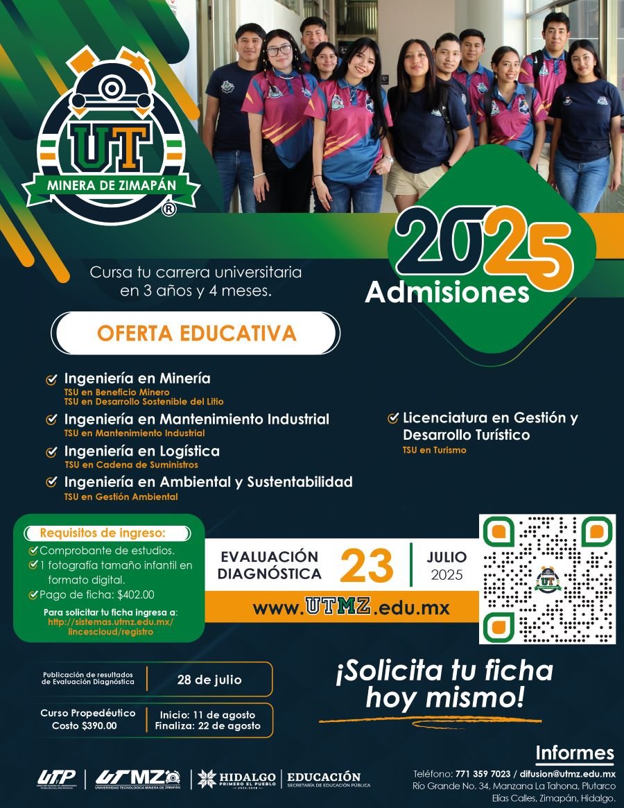 UTMZ mantiene abierta su convocatoria de nuevo ingreso 2025