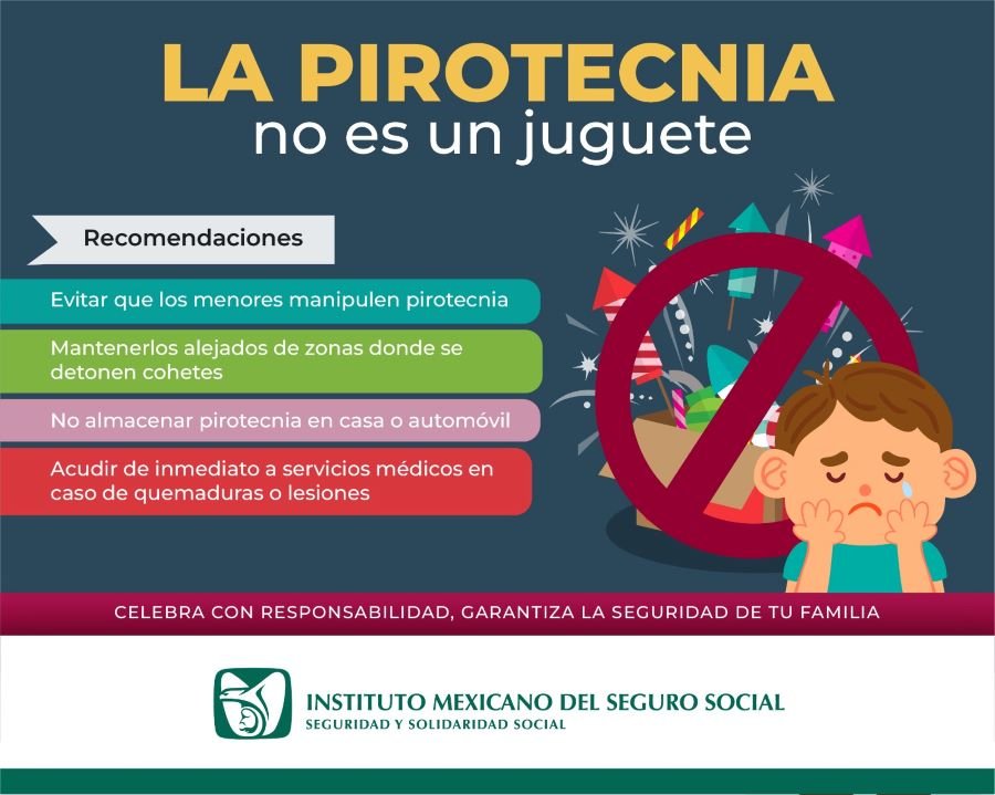 Advierte IMSS Hidalgo Sobre Riesgos del Uso de Pirotecnia en Menores