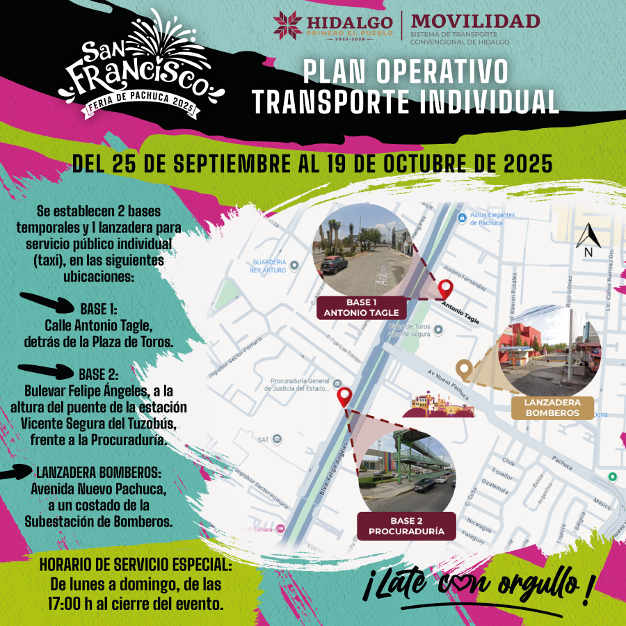 Semot Implementa Operativo Especial de Transporte Público por Feria de San Francisco Pachuca Hidalgo 2025