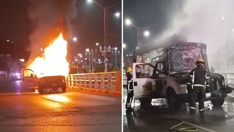 Grúa  del Ayuntamiento de Pachuca se incendia en el Río de las Avenidas Por Fallas Eléctricas