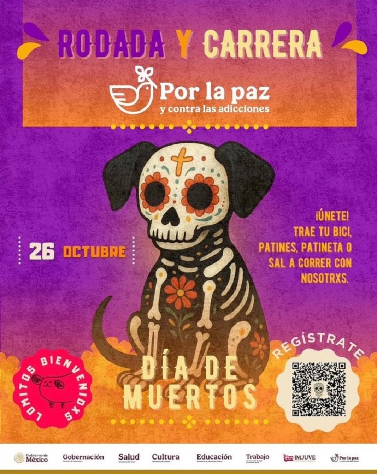 IMJUVE Convoca a Rodar y Correr Por la Paz y Contra Las Adicciones en Una Jornada Nacional Con Temática de Día de Muertos