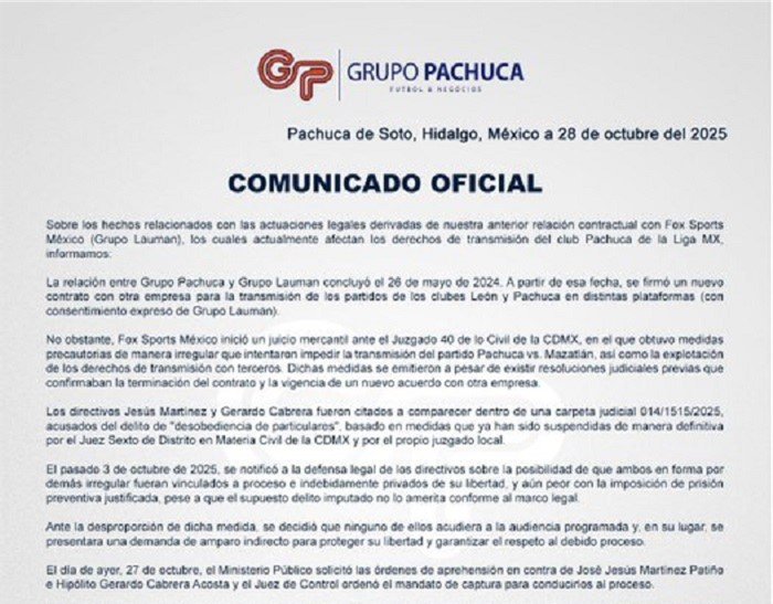 Giran orden de aprehensión contra Jesús Martínez, presidente de Grupo Pachuca