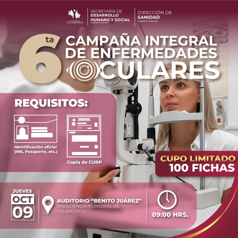 Promueven en Tulancingo Sexta Campaña Integral de Enfermedades Oculares