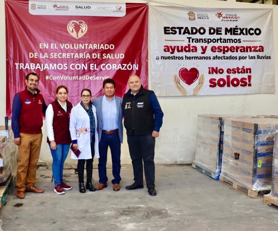 Estado de México entrega medicamentos para población afectada en Hidalgo.