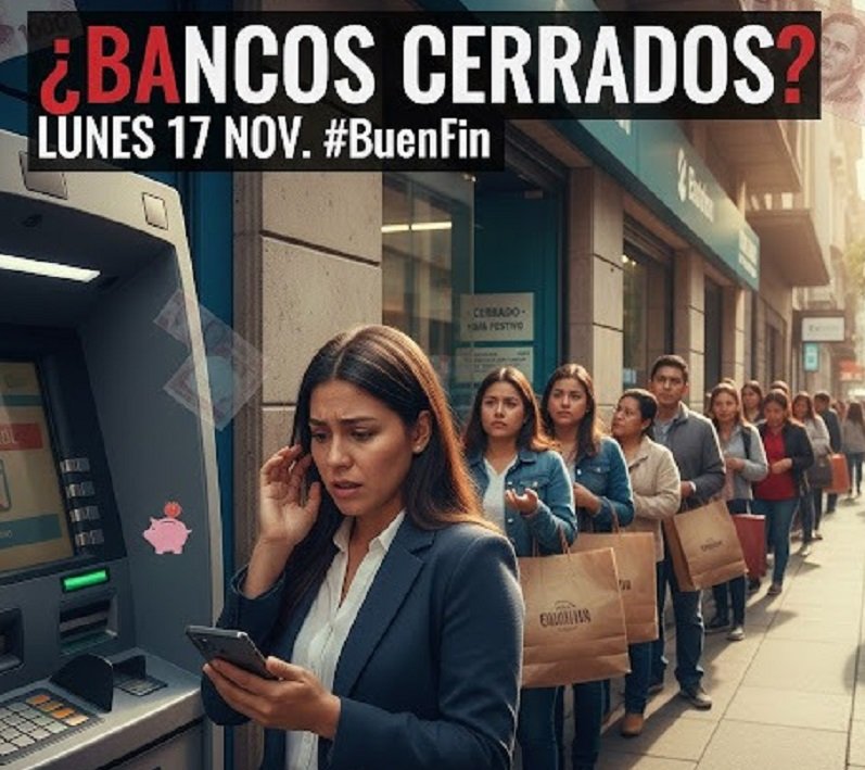 Cierre Bancario Este 17 de Noviembre, Solo Operaran Cajeros Automáticos, Sucursales Bancarias en Tiendas de Conveniencia y Supermercados
