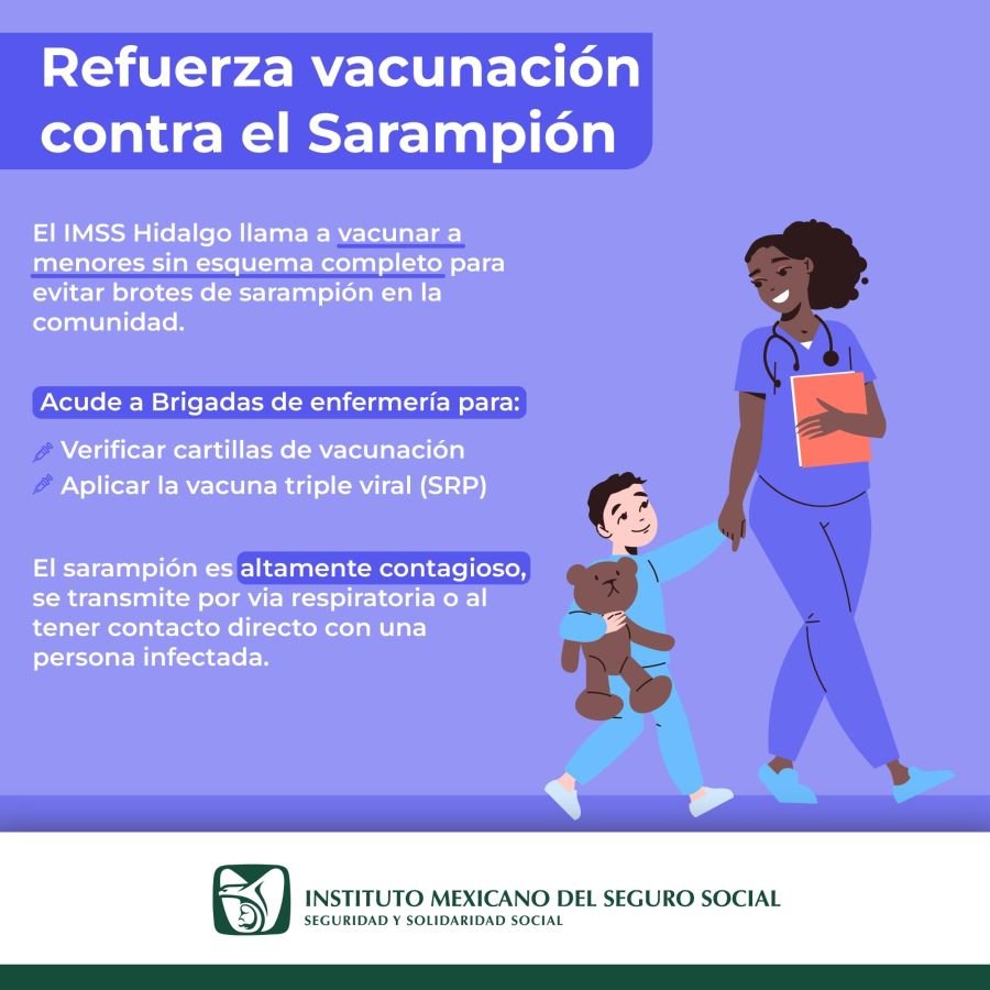 Intensifica IMSS Hidalgo Vacunación Contra Sarampión