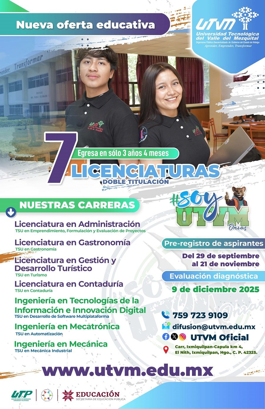 UTVM Abre Convocatoria de Ingreso Para El Cuatrimestre Enero–Abril 2026