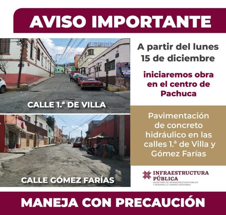 Este Lunes 15 de Diciembre Inicia Pavimentación Con Concreto Hidráulico de las Calles de Villa y Gómez Farías