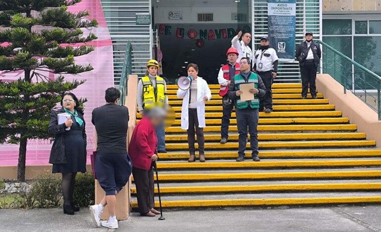 Realiza IMSS Hidalgo simulacro de conato de incendio en Hospital General de Zona con Medicina Familiar No. 1 en Pachuca