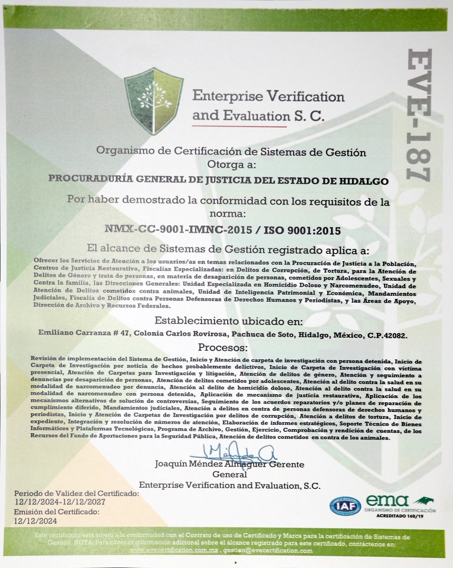 Consiguió la PGJEH la Certificación de Calidad ISO 9001:2015 Para Fortalecer La Gestión Institucional