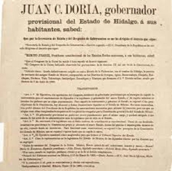 Hoy 157 Aniversario de la Erección del Estado Libre y Soberano de Hidalgo