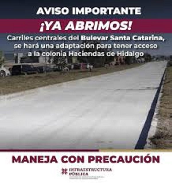 Se Desactiva Bloqueo Vía. Se Abre un Carril Central del bulevar Santa Catarina de Pachuca