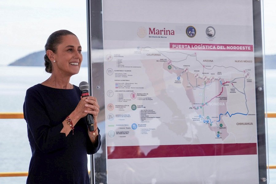 Claudia Sheinbaum Anuncia Expansión del Puerto de Guaymas a Cargo de la SEMAR con Inversión Mixta de 130 Mil Millones de Pesos (Mdp), Iniciará El Primer Trimestre de Este Año.