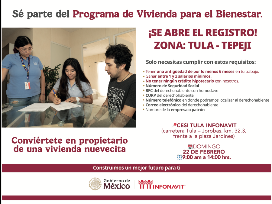 Infonavit Abrirá Registro Para Vivienda del Bienestar 15 Municipios de la Región Tula–Tepeji