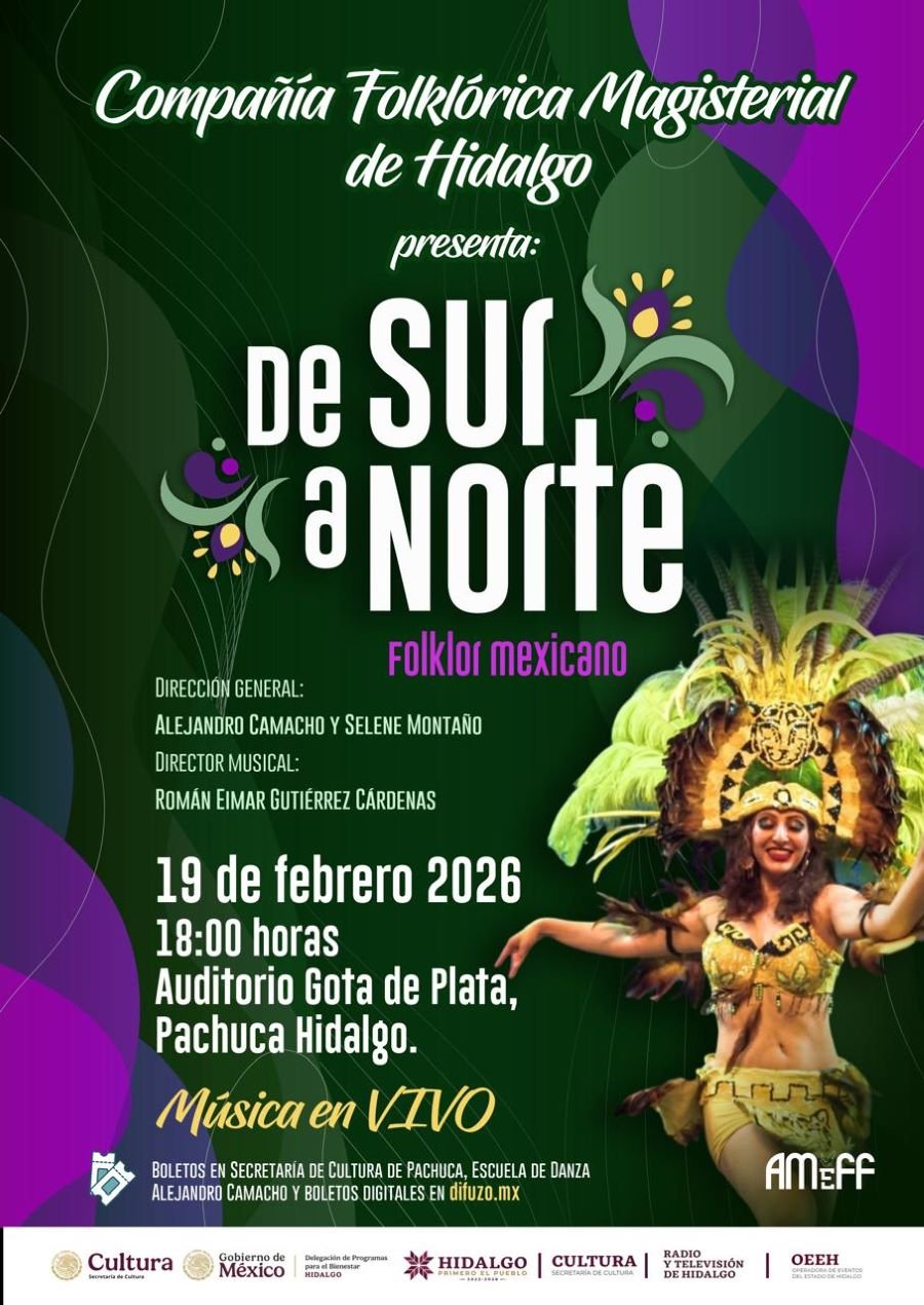 La Compañía Folklórica Magisterial de Hidalgo presentará la gala “De Sur a Norte” en el Auditorio Gota de Plata