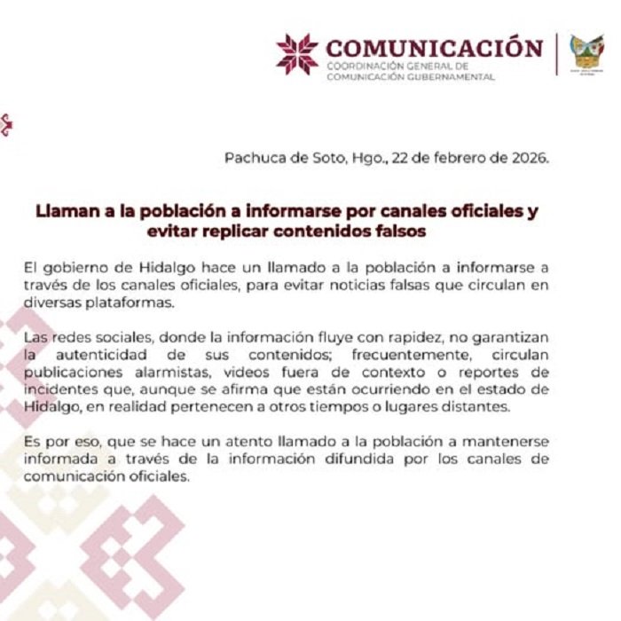 Llaman a la población a informarse por canales oficiales y evitar replicar contenidos falsos