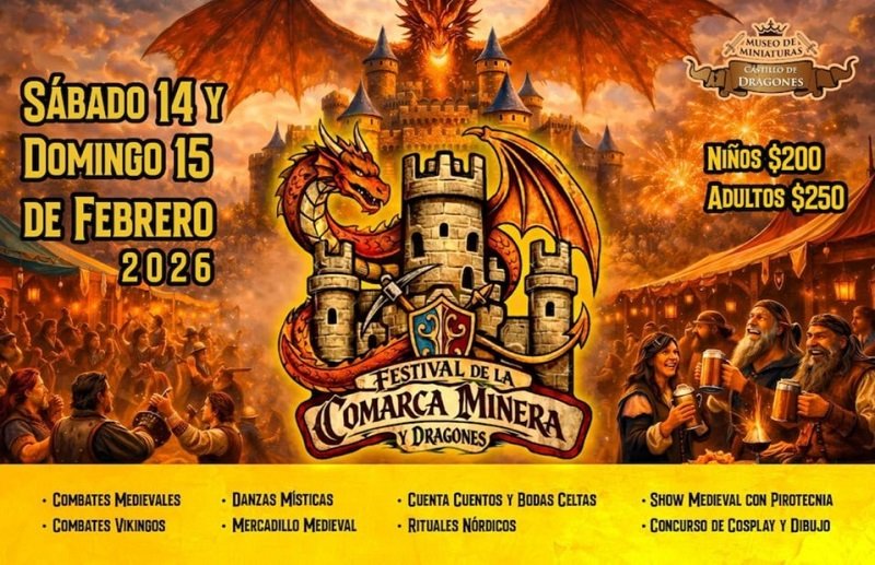 Los días 14 y 15 de febrero el mundo mágico del Museo de Miniaturas Castillo de Dragones, Festival de la Comarca Minera y Dragones en Pachuca