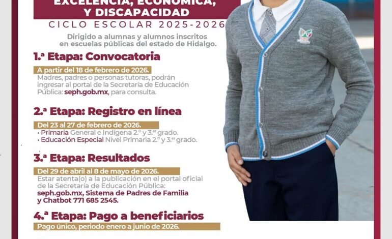 SEPH Publica Convocatoria para Becas de Educación Básica 2025-2026