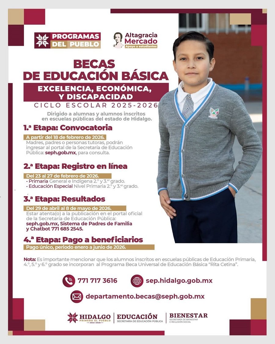 SEPH Publica Convocatoria para Becas de Educación Básica 2025-2026