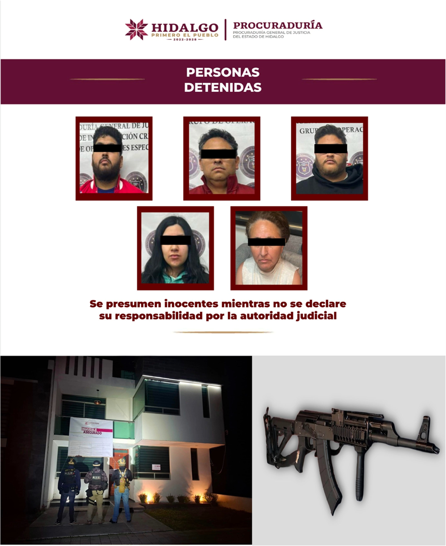 Detiene AIC en Cateo en Pachuca a 5 Sujetos Entre Ellos a Empleado de Pemex, Padre de “El Chelelo