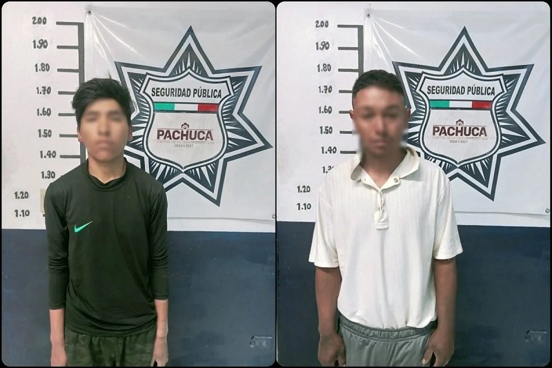 La Secretaría de Seguridad Pública de Pachuca Aseguro a Dos Sujetos Por Robo a Negocio de la Zona de Camino Real