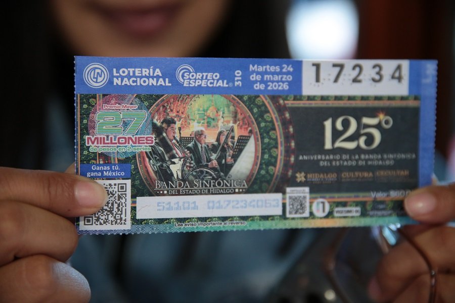 Lotería Nacional dedica billete conmemorativo a la Banda Sinfónica del Estado de Hidalgo por su 125 aniversario