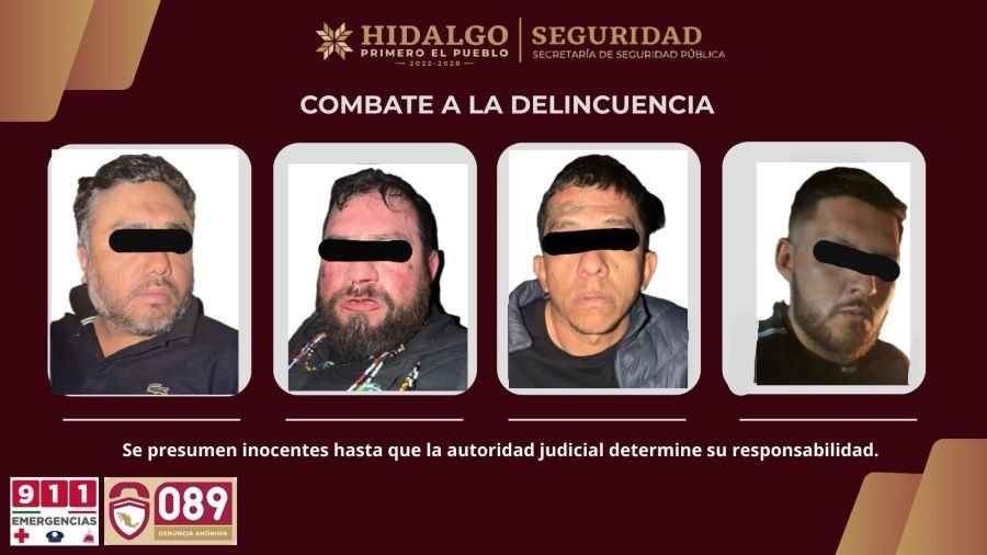 SSPH asegura a cuatro hombres con armamento en Tula de Allende
