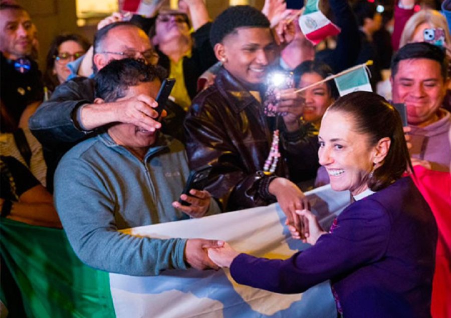 Llega Claudia Sheinbaum a Barcelona, sede de la IV Cumbre en Defensa de la Democracia, la Reciben Miles de Mexicanos