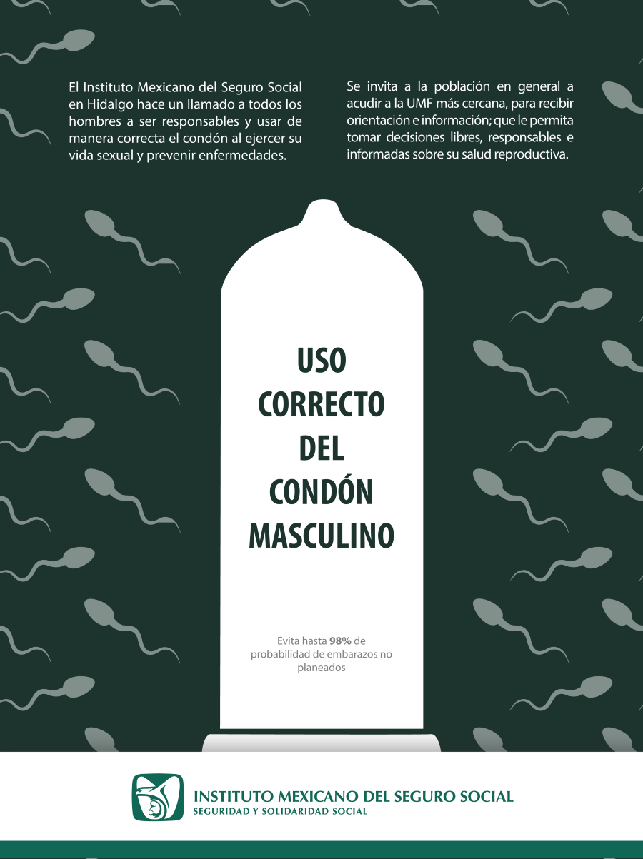 Recomienda IMSS Hidalgo uso correcto de condón masculino, evita hasta 98% de probabilidad de embarazos no planeados