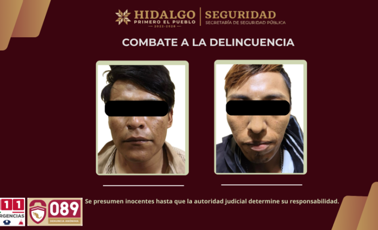 SSPH Frena a Dos Presuntos Distribuidores de Sustancias Ilícitas en Mixquiahuala