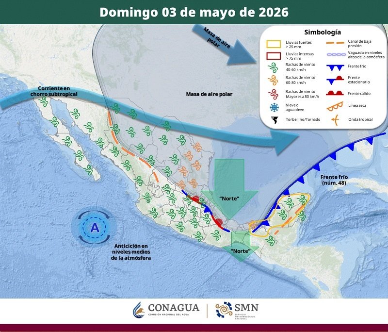 Una Vaguada Polar Trae Frente Frío Con Su Masa Polar Sobre Estados de México