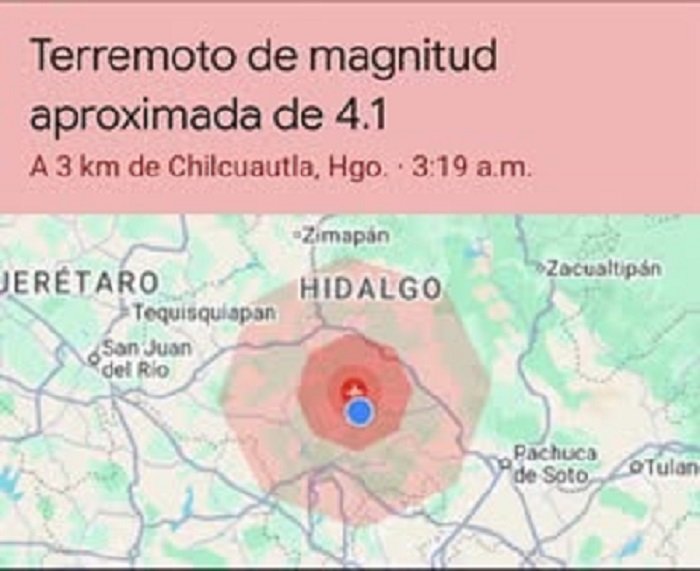 Dos Sismos Sacuden a Cuatro  Municipios  del Valle del Mezquital.